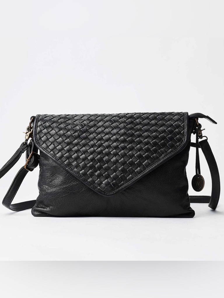 Euc Marseille Woven Crossbody Clutch Leather Handbag